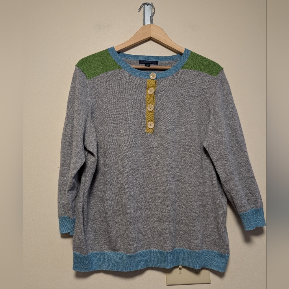 Boden Gray Colorblock Henley Sweater Size 20 (UK 20 / US 16 Fit)